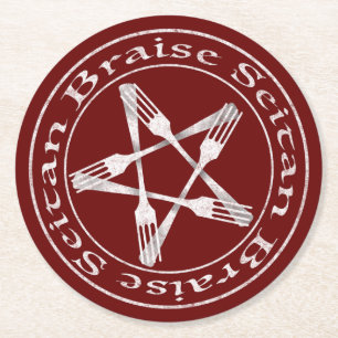 Braise Seitan Vegan Pentagram (Lichtversion) Runder Pappuntersetzer