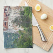 Bran Castle Panoramasicht Teetuch Geschirrtuch (Viertel Falte)