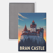 Bran Castle Romania Sunset Magnet (Vorderseite/Rückseite)