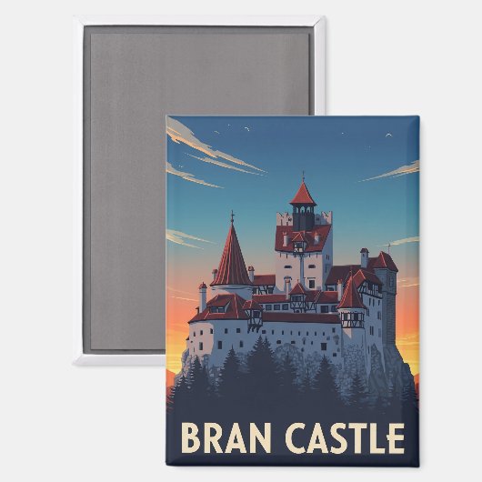 Bran Castle Romania Sunset Magnet (Vorderseite/Rückseite)