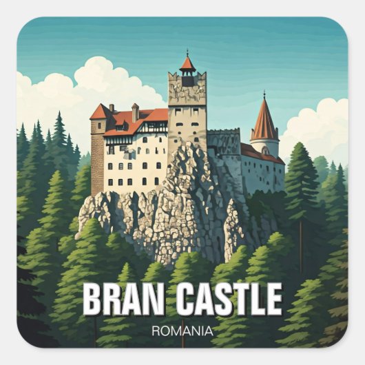 Bran Castle Rumänien Quadratischer Aufkleber (Vorderseite)
