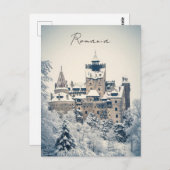 Bran Castle Rumänien Winter Postkarte (Vorne/Hinten)