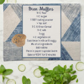 Bran Muffin Rezept auf Abstrakt Blue Geschirrtuch (Gefaltet)