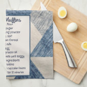 Bran Muffin Rezept auf Abstrakt Blue Geschirrtuch (Viertel Falte)