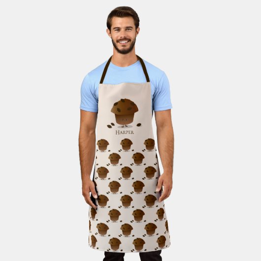 Bran Muffin Tan Brown Cartoon Character Name Schürze (Getragen)