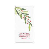 Branch and Berries Christmas Return Address Adressaufkleber (Vorne)