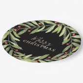 Branch Berries auf Black Merry Weihnachten Pappteller (Schrägansicht)