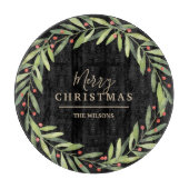 Branch Berries auf Black Merry Weihnachten Schneidebrett (Vorderseite)