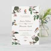 Branch Blätter Bird Hochzeit Einladung (Stehend Vorderseite)