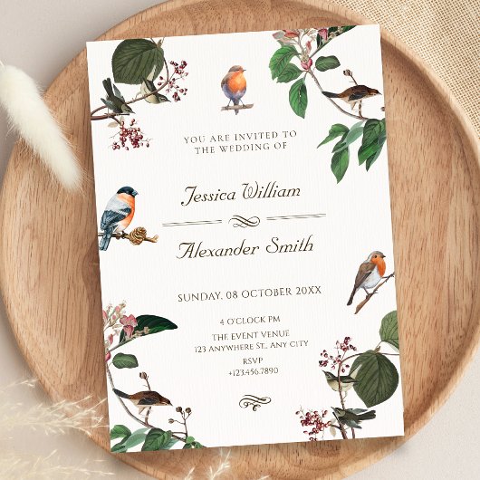 Branch Blätter Bird Hochzeit Einladung