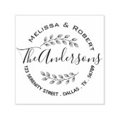 Branch-Blätter - Wreath-Couple-Adresse Permastempel (Design)