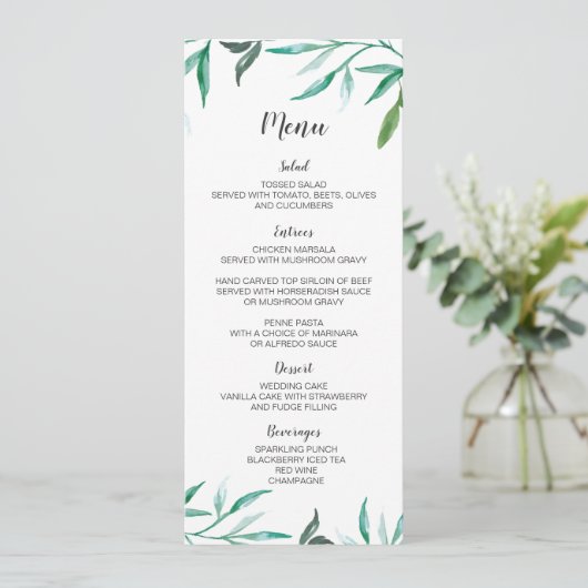 Branch Boho Wedding Menu Card Menükarte (Stehend Vorderseite)