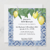 Branch-Brautparty "Asian Blue and White w Lemon" Einladung (Vorderseite)