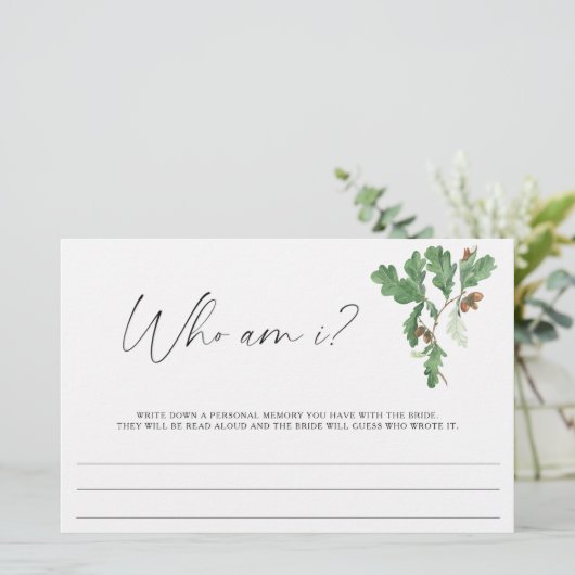 Branch-Eicheln - Wer bin ich Brautparty Briefpapier (Stehend Vorderseite)