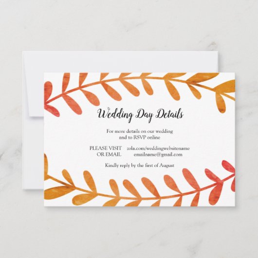 Branch Fall Horizontal - Details zum Hochzeitstag Einladung (Vorderseite)