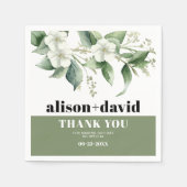 Branch, grüne Blume Typografie Hochzeit Serviette (Vorderseite)