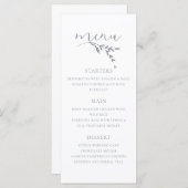 Branch Minimalistisch White & Silver Moderne Hochz Menükarte (Vorne/Hinten)