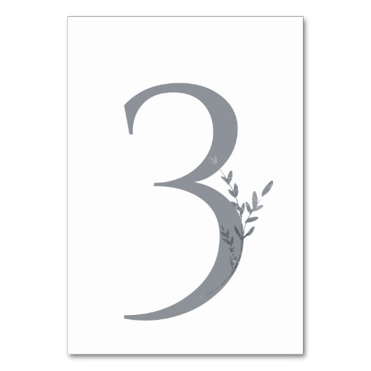 Branch Minimalistisch White & Silver Moderne Hochz Tischnummer (Vorderseite)