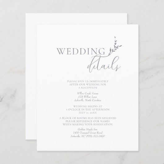 Branch Minimalistisch White & Silver Wedding Detai (Vorne/Hinten)