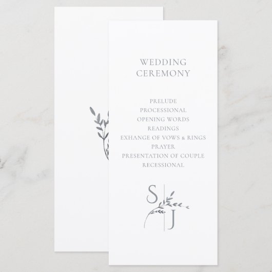 Branch Minimalistisch White & Silver Wedding Progr (Vorne/Hinten)