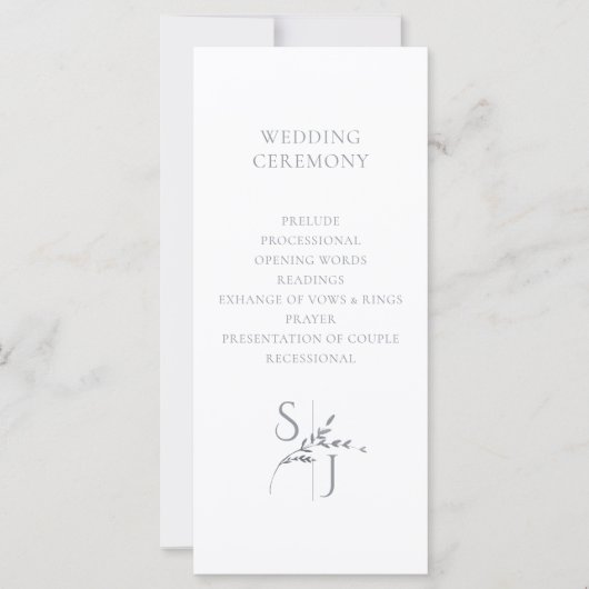 Branch Minimalistisch White & Silver Wedding Progr (Vorderseite)
