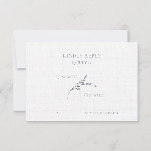 Branch Minimalistisch White & Silver Wedding RSVP Karte (Vorderseite)