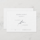 Branch Minimalistisch White & Silver Wedding RSVP Karte (Vorne/Hinten)