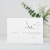 Branch Minimalistisch White & Silver Wedding RSVP Karte (Stehend Vorderseite)