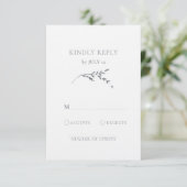 Branch Minimalistische White & Silver Blätter Hoch RSVP Karte (Stehend Vorderseite)