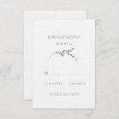 Branch Minimalistische White & Silver Blätter Hoch RSVP Karte (Vorne/Hinten)