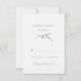 Branch Minimalistische White & Silver Blätter Hoch RSVP Karte
