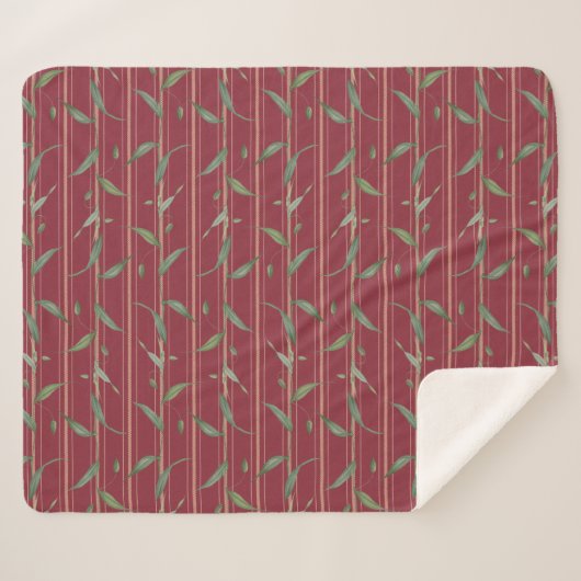 Branch of leaves on red wallpaper sherpadecke (Vorderseite (Horizontal))
