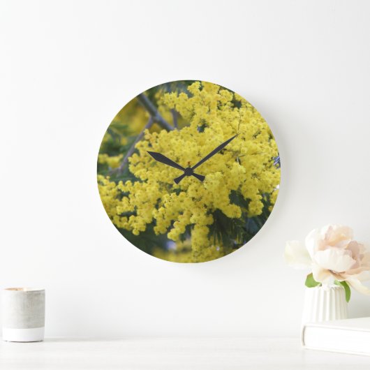 Branch of mimosa große wanduhr (Zuhause)
