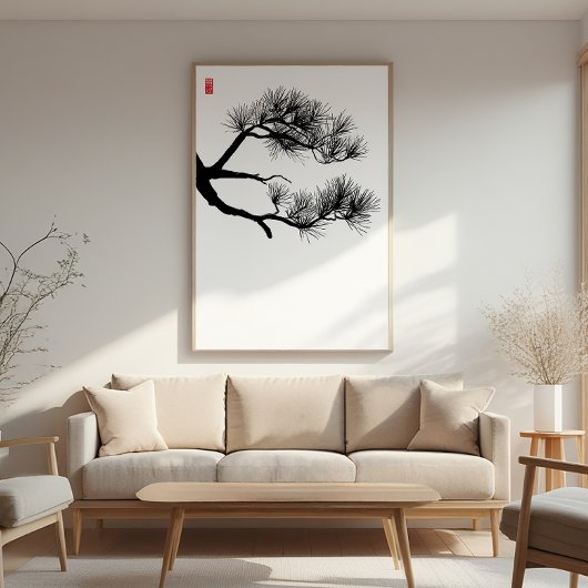 Branch Pine Tree - Zen Wall Art - Minimalistische Fotodruck