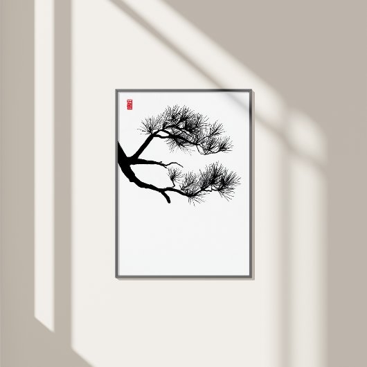Branch Pine Tree - Zen Wall Art - Minimalistische  Fotodruck