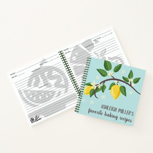 Branch-Rezept aus handgezogenen Lemon Notizblock (Innenseite)