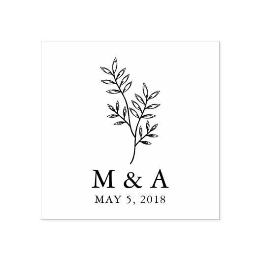 Branch Rustic Rubber Briefmarke Wedding Monogram Gummistempel (Prägung)