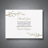 Branch Tree Sober Beerdigung Vielen Dank Note Card Dankeskarte