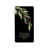 Branch und Berries Black Christmas Rücksendeadress Adressaufkleber (Vorne)