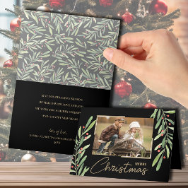 Branch und Berries Falten Weihnachtsfest Foto Feiertagskarte