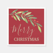 Branch und Berries Frohe Weihnachten Rot Serviette (Vorderseite)