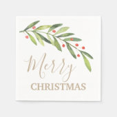 Branch und Berries Frohe Weihnachten Serviette (Vorderseite)