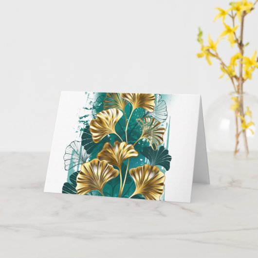 Branch with Golden Leaves Ginko Biloba Karte (Gelbe Blume)