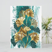 Branch with Golden Leaves Ginko Biloba Karte (Stehend Vorderseite)