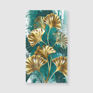 Branch with Golden Leaves Ginko Biloba Magnetkarte