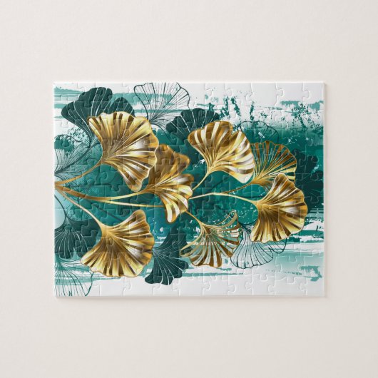 Branch with Golden Leaves Ginko Biloba Puzzle (Horizontal)