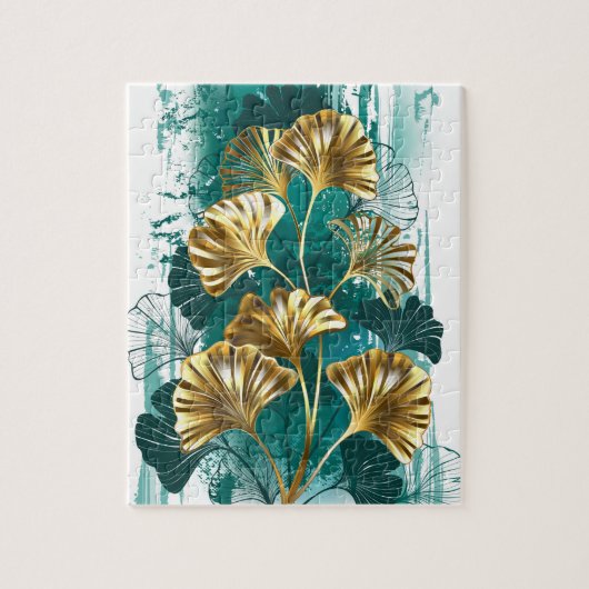 Branch with Golden Leaves Ginko Biloba Puzzle (Vertikal)