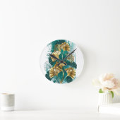 Branch with Golden Leaves Ginko Biloba Runde Wanduhr (Zuhause)