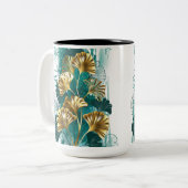 Branch with Golden Leaves Ginko Biloba Zweifarbige Tasse (Vorderseite Links)