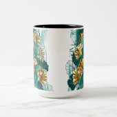 Branch with Golden Leaves Ginko Biloba Zweifarbige Tasse (Mittel)